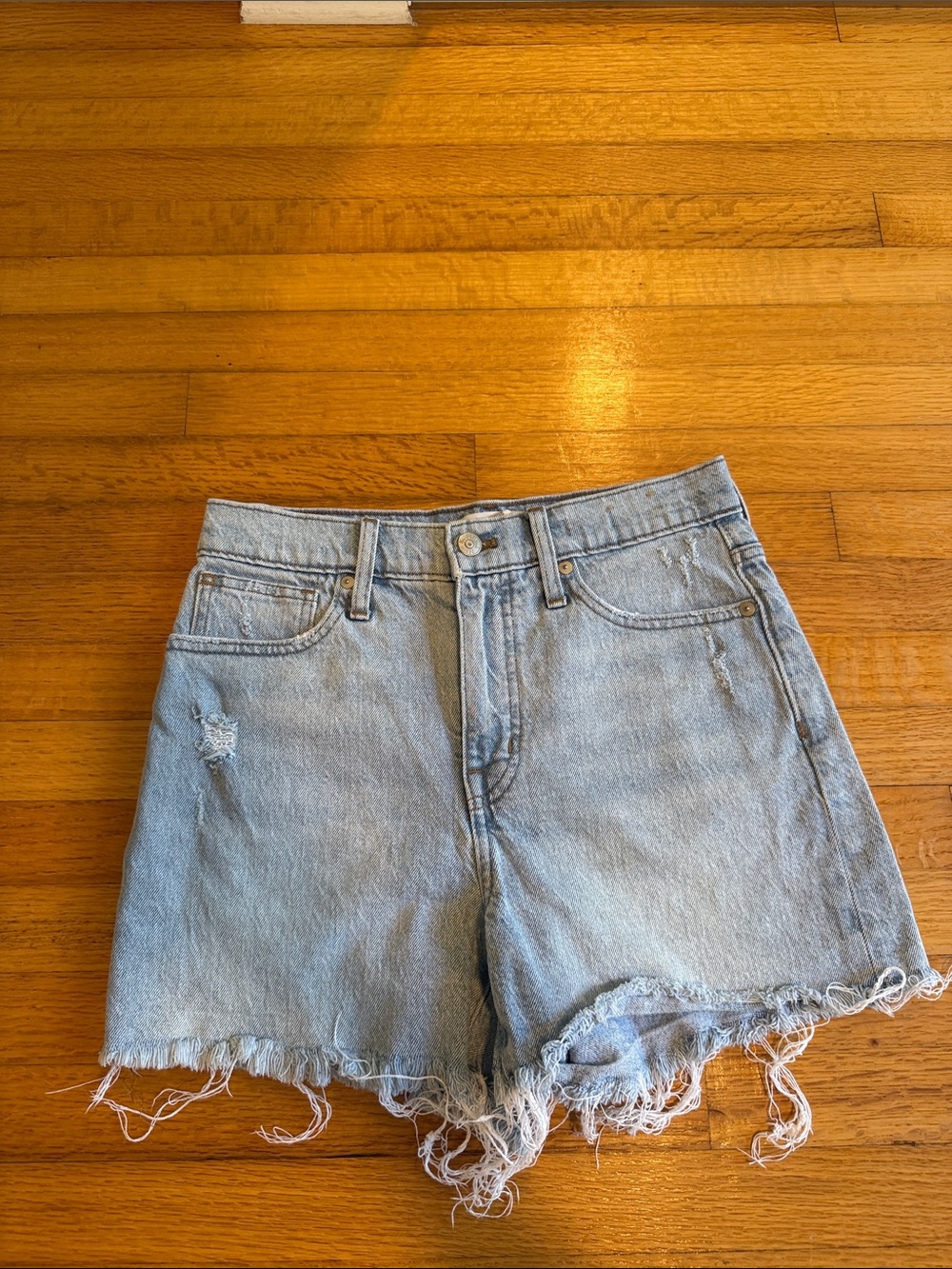 Madewell Light Blue Distressed Denim Cutoff Shorts